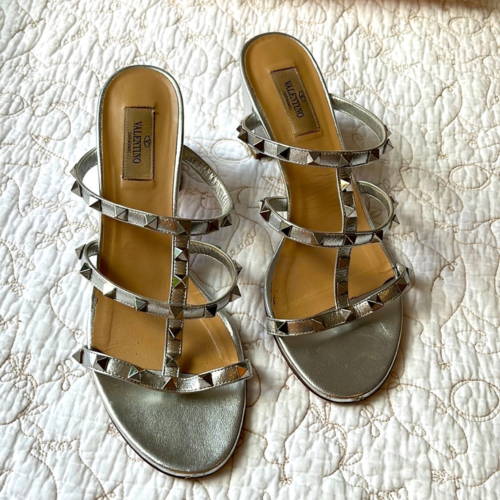 Valentino Silver Studded Heels